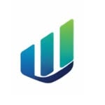 Brand logo: abstract blue bars with a green gradient on a rounded shield shape.